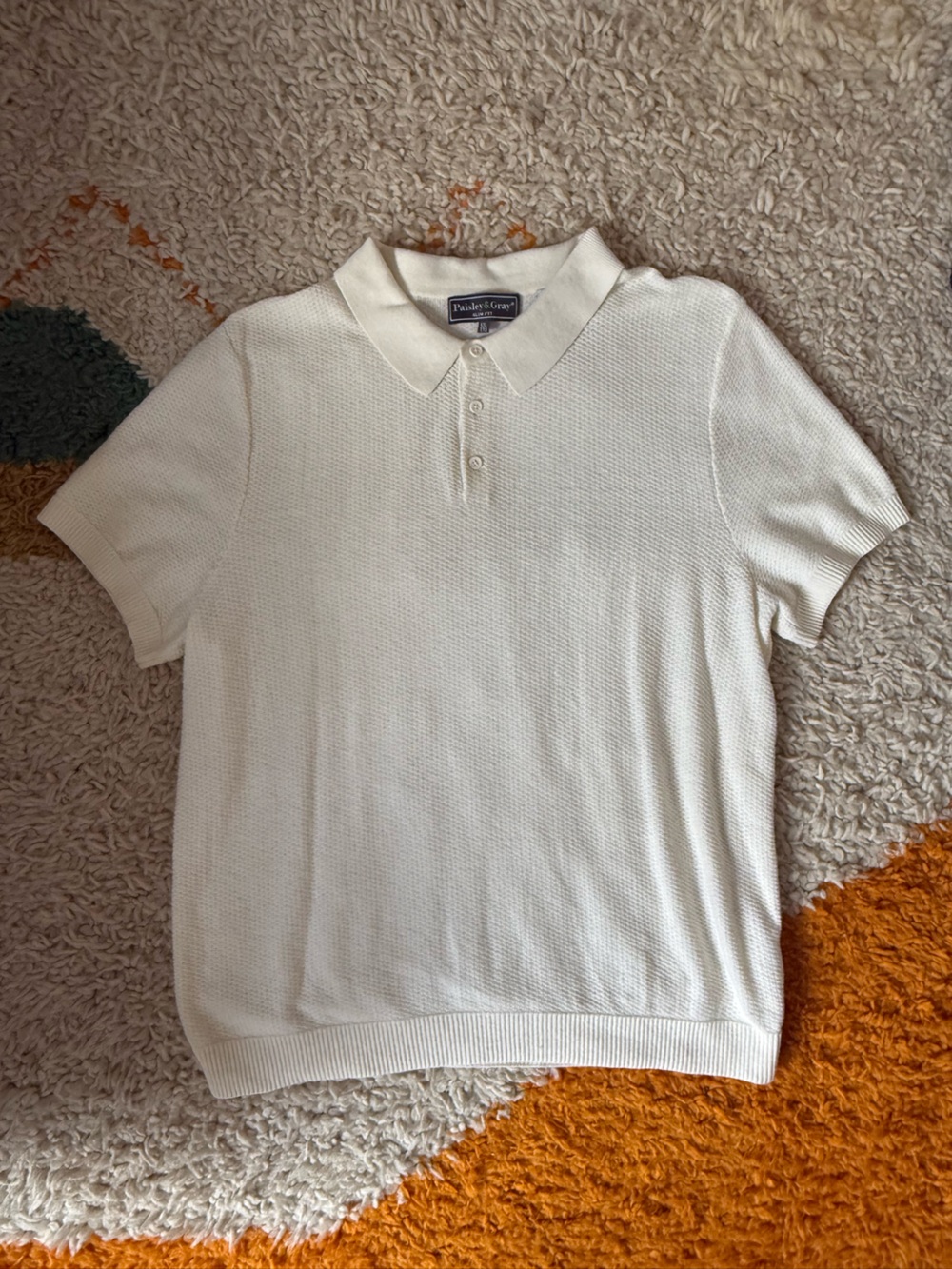 Paisley & Gray Textured Polo Short-Sleeve - White
